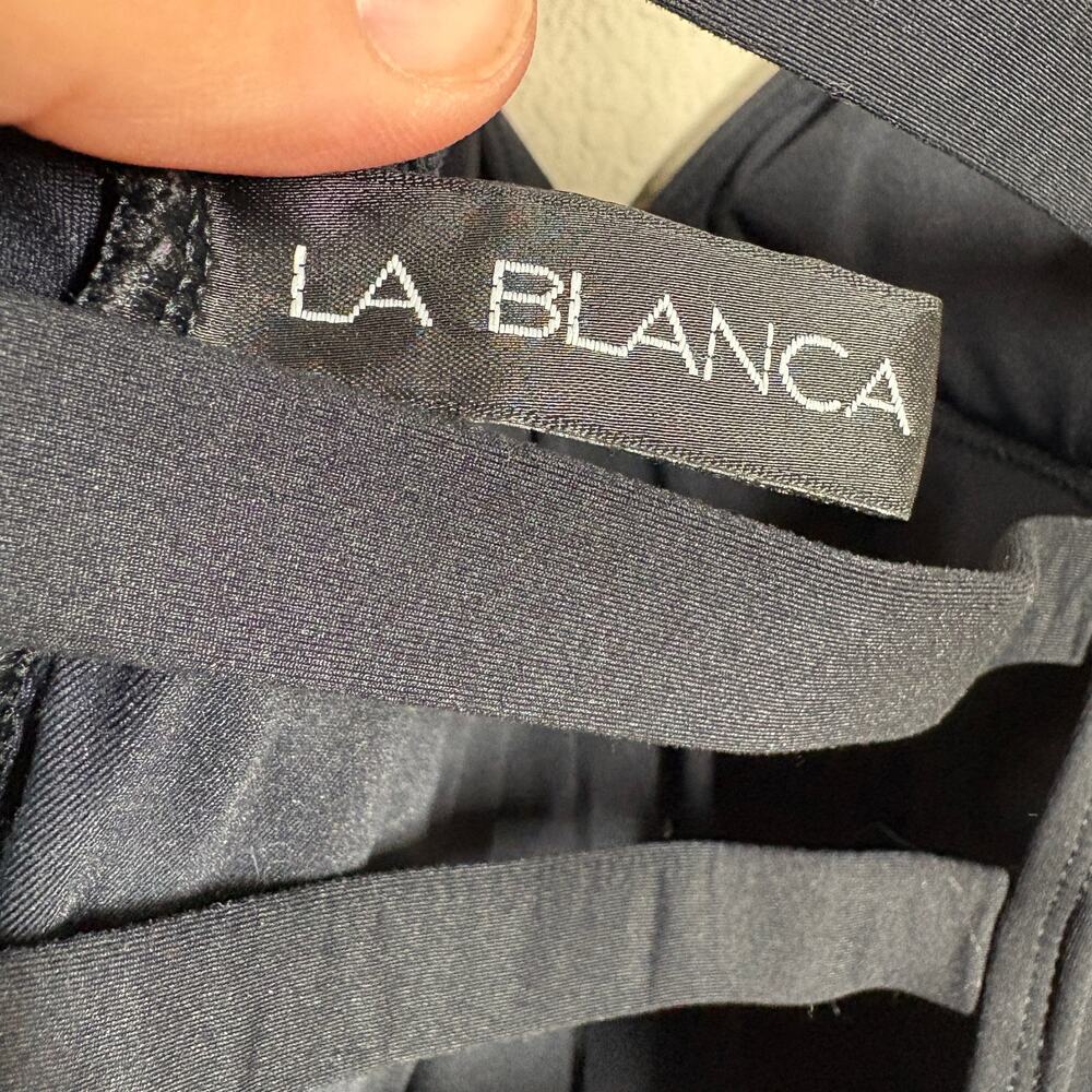 La Blanca Swimsuit Swimwear One Piece Beachwear Black Ruched Cut Out Back - Picture 7 of 9
